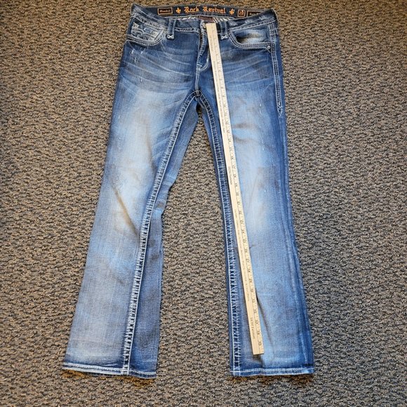 Rock Revival Mandell Easy Boot Jeans Size 29 Embroidered Pocket Rocks - Picture 15 of 15
